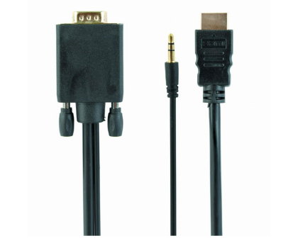 Kabel komputerowy GEMBIRD Adapter GEMBIRD A-HDMI-VGA-03-6 (HDMI M - D-Sub (VGA), Jack stereo 3,5 mm M; 1,8m; kolor czarny)